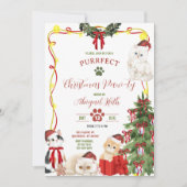 Christmas Cat Let's pawty Invitation (Devant)