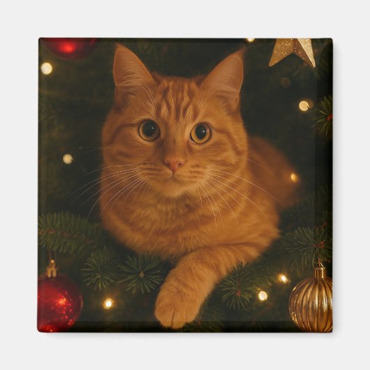 Christmas Cat Magnet Magneet (Voorkant)