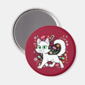 Christmas Cat Magnet (Red) Magneet (Voorkant / Achterkant)