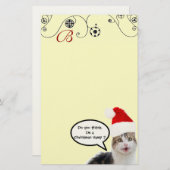 CHRISTMAS CAT MET SANTA CLAUS PET Monogram Briefpapier (Voorkant / Achterkant)