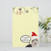 CHRISTMAS CAT MET SANTA CLAUS PET Monogram Briefpapier (Staand voorkant)