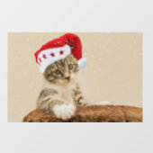 CHRISTMAS CAT MET SANTA HAT Window Cling Raamsticker (Vel)
