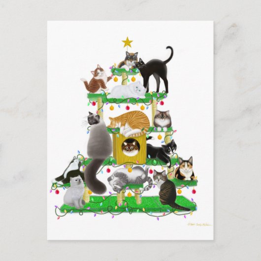Christmas Cat Tree Briefkaart (Voorkant)