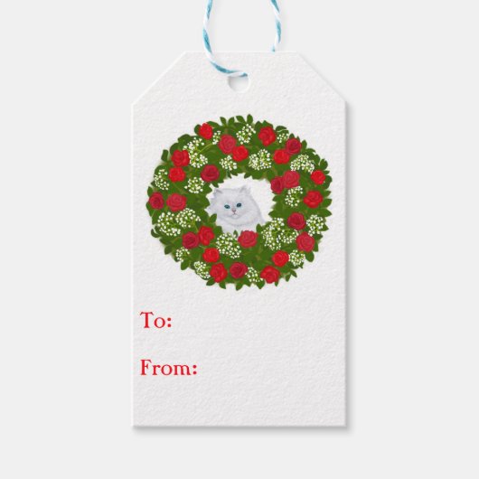 Christmas Cat Tree Gift Labels Cadeaulabel (Voorkant)