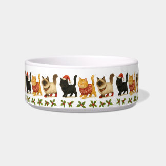 Christmas Cat Trio with Holly Trail Voerbakje