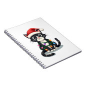 Christmas Cat Tuxedo black cat xmas lights kitty c Notitieboek (Rechterzijde)