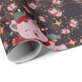 Christmas Cat With Santa Hat Cadeaupapier (Rol Hoek)