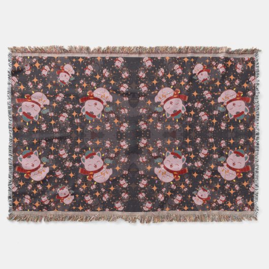 Christmas Cat With Santa Hat Deken (Voorkant)