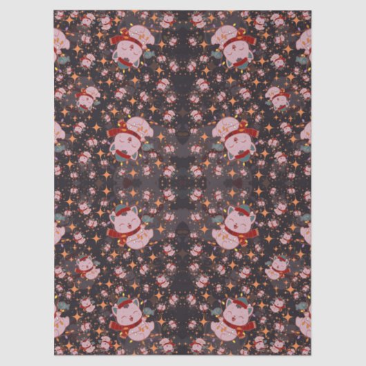 Christmas Cat With Santa Hat Tissuepapier (Voorkant)