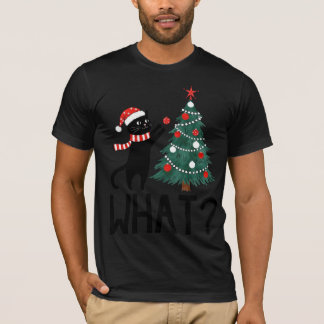 Christmas Cat "With Tree What?" T-shirt 