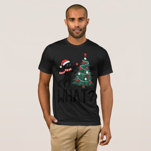 Christmas Cat "With Tree What?" T-shirt  (Devant entier)