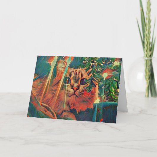 Christmas Cat Wonderment Holiday Kaart (Voorkant)