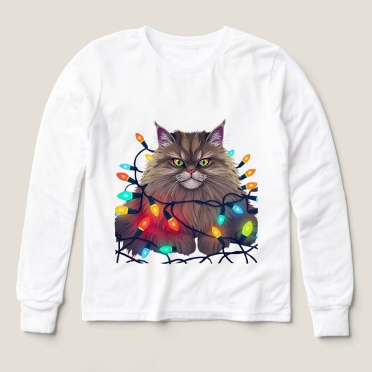 Christmas Cat Wrapped in Colorful Lights (Motif recto)