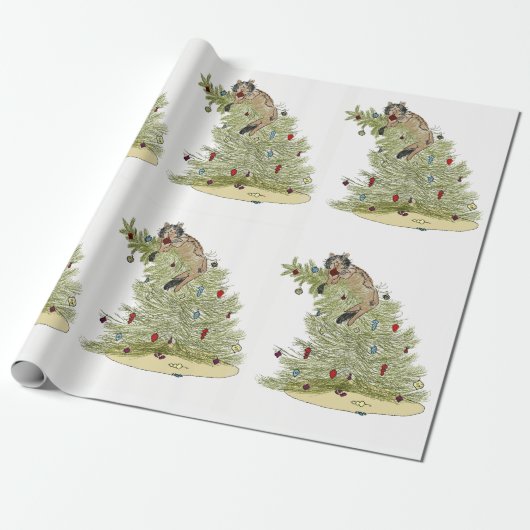 CHRISTMAS CAT WRAPPING PAPER CADEAUPAPIER (Uitgerold)