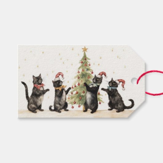 Christmas Cats Cadeaulabel (Voorkant (Horizontaal))