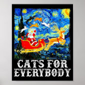 Christmas Cats For Everybody Funny Santa Starry Ni Poster (Voorkant)