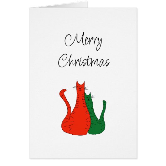 Christmas Cats mignonne Red Green Holiday Card (Devant)