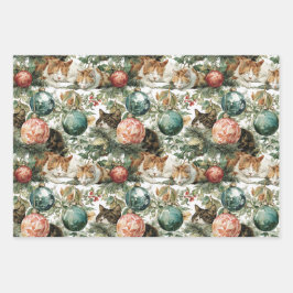 Christmas Cats & Ornaments Inpakpapier Vel