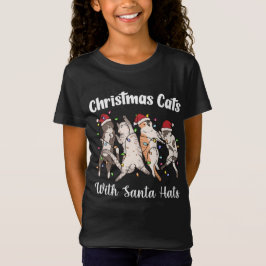 Christmas Cats with Santa Hats Cute Funny Holiday T-shirt