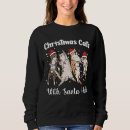 Christmas Cats with Santa Hats Cute Funny Holiday Trui