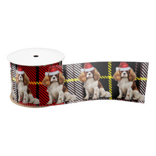 Christmas Cavalier Spaniel Rood en Groen Plakken Lint