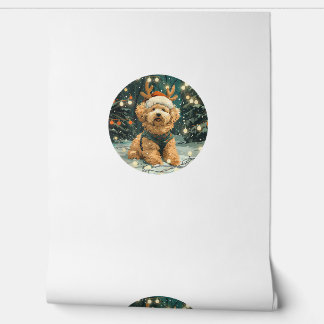Christmas Cavapoo Rendier Dog Santa Hat Schattige  Behang