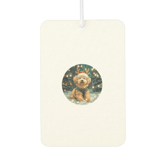 Christmas Cavapoo Rendier Dog Santa Hat Schattige  Luchtverfrisser (Voorkant)