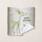 Christmas Celebration Green Deers Holidays Cute (Gant de toilette)