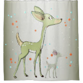 Christmas Celebration Green Deers Holidays Cute Douchegordijn (Voorkant)