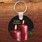 Christmas Celebration Red Candles Winter Holidays Sleutelhanger (Voorkant)