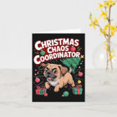 Christmas Chaos Coordinator Xmas Puppy Funny Puggl Kaart (Gele Bloem)