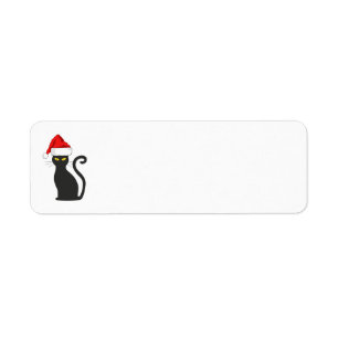 CHRISTMAS CHAT ÉTIQUETTES DE ADRESSE, CUISINE NOIR