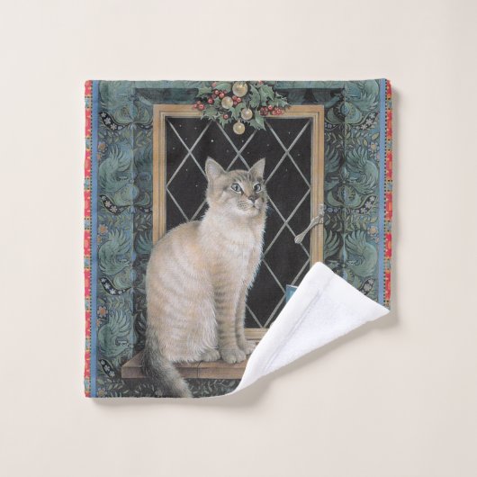 CHRISTMAS CHAT FACE FLANNEE (Gant de toilette)