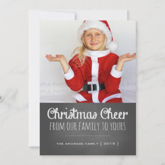 Christmas Cheer Holiday Photo Chalkboard Lettering Feestdagenkaart