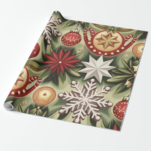 Christmas Cheer Pattern Cadeaupapier (Uitgerold)