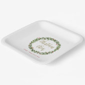 Christmas Cheer Wreath Gold Script Personalized Papieren Bordje (Gebogen)