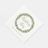 Christmas Cheer Wreath Gold Script Personalized Servet (Hoek)