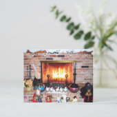 CHRISTMAS CHEMINÉE carte postale (Debout devant)