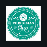 Christmas Cheval Winter Adresse de retour personne<br><div class="desc">Christmas Cheer Winter Personal Return Address Self Inking Stamp contient votre nom et adresse de retour personnalisés dans un script moderne entourant le texte "Christmas Cheer" dans un script moderne accentué avec un renne, des flocons de neige et de la verdure. Parfait pour les cartes de Noël, les cartes de...</div>