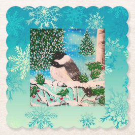 Christmas Chickadee Chatter Bord Kartonnen Onderzetters