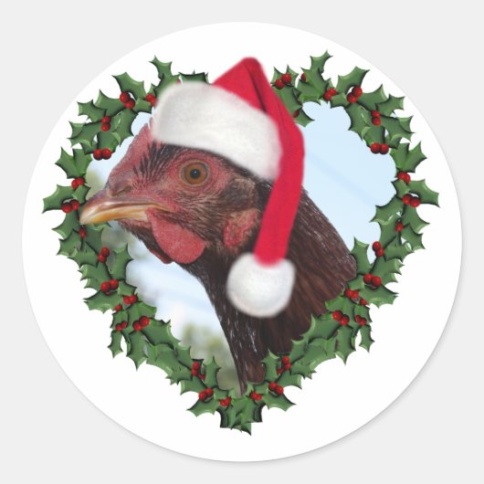 Christmas Chicken * Rhode Island Red Ronde Sticker (Voorkant)
