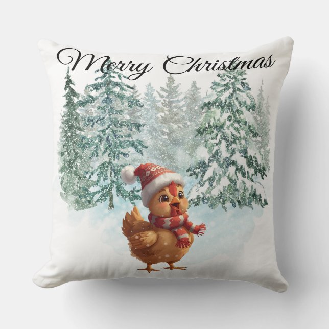 Christmas Chicken Throw Pillow Kussen (Voorkant)