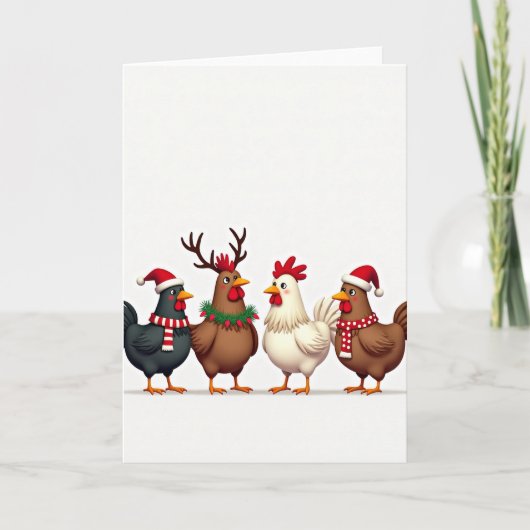 Christmas Chickens Card Kaart (Voorkant)