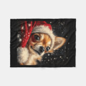 Christmas Chihuahua On A Long Sleeve Fleece Deken (Voorkant (Horizontaal))