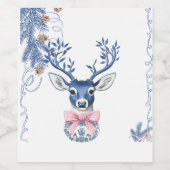Christmas Chinoiserie Deer Wijn Etiket (Enkel label)