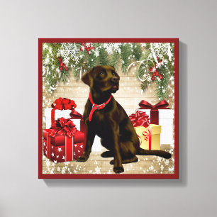 CHRISTMAS CHOCOLATE LABRADOR CANVAS AFDRUK