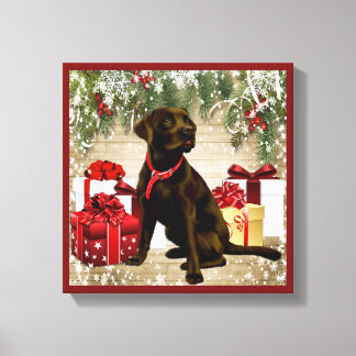 CHRISTMAS CHOCOLATE LABRADOR CANVAS AFDRUK