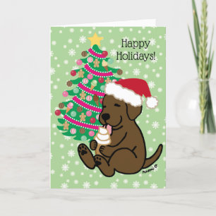 Christmas Chocolate Labrador Ice Cream Licking Feestdagen Kaart