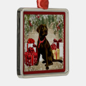 CHRISTMAS CHOCOLATE LABRADOR METALEN ORNAMENT (Rechts)