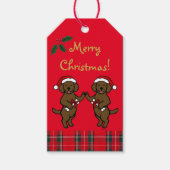 Christmas Chocolate Labradors Cartoon Cadeaulabel (Voorkant)